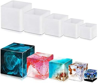 FineGood 5 Pcs Square Resin Molds Epoxy Resin Molds Molds Resin Mold Kit Silicone Resin Mold.