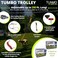 نظام Tumbo Trolley Xtreme لاحتواء الكلاب بطول 150 قدمًا - منزلق ثلاثي البكرات مع كابل ملفوف قابل للتمدد مع حبل مطاطي مضاد للصدمات (أكثر أمانًا وأقل تشابكًا) ربط الكلاب الهوائي.