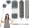 Uppercut Microfiber Duster, 4PCS with Extension Pole(Stainless Steel30 to 100 Inches, Reusable Bendable Dusters, Washable Lightweight Dusters for Cleaning Ceiling Fan, High Ceiling, Blinds, Furniture,