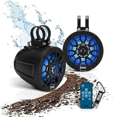 BOSS Audio Systems MPWT50RGB ATV UTV Marine Waketower Speaker System &ndash; IPX6 Rated Weatherproof, Multi-Color Illumination, 500 Watts Per Pair, 5. 25 Inch Speakers, Full Range, 2 Way.