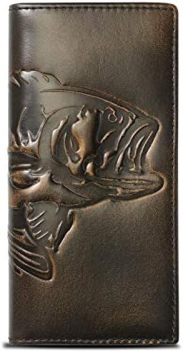House of Jack Co. HOJ Co. BASS FISH Long Wallet For MenFull Grain Leather With Hand Burnished FinishBifold WalletRodeo WalletFish Wallet.