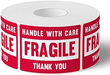 Safety Supply Mart 3&rdquo; X 2&rdquo; Fragile Handle with Care Warning Stickers, Fragile Tape for Packing and Shipping, Permanent Adhesive Labels 500 Per Roll (1 Pack.