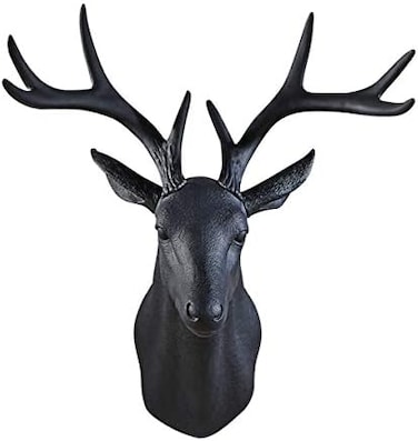 Notakia 20 inch Large Wall Charmers Large Faux Deer Head Faux Taxidermy Animal Head Wall Decor - Handmade Farmhouse Decor - Rustic Wall Decor Deer Antlers (Black Deer.
