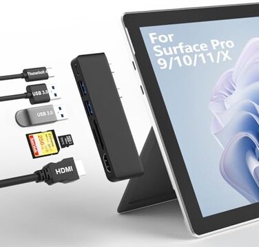 Rytaki Surface Pro 9 Accessories, Surface Pro 9 Docking Station with 4K HDMI, USB-C Thunerbolt 4 (DisplayDataPD Charging, 2 USB 3. 0, SD/TF Card Reader for Surface Pro 9/Prox.