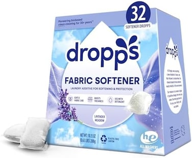 Dropps Fabric Softener Pods: Lavender Eucalyptus32 CountHE CompatibleAll WashersCold WashAll TemperaturesSoftnessFreshnessLow Waste Packaging.