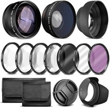 BM Premium Ultra Deluxe Lens Kit for EOS M6 Mark II, EOS M50, EOS M50 Mark II, EOS M200 with 15-45mm Lens, Fuji X100V - includes: 7pc 49mm filter Set49mm Wide Angle and Telephoto Lens.
