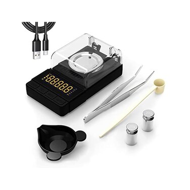 MAXUS Dante Milligram Scale 50g x 0. 001g Includes 20g Calibration Weight, Scoop, Powder Pan and Tweezers Read in Grain Gram High Precision Reloading Jewelry Medicine Powder Digital Gram Scales.