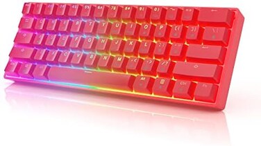 HK Gaming GK61 Mechanical Gaming Keyboard 60 Percent61 RGB Rainbow LED Backlit Programmable KeysUSB WiredFor Mac and Windows PCHotswap Gateron Optical Brown SwitchesRed.
