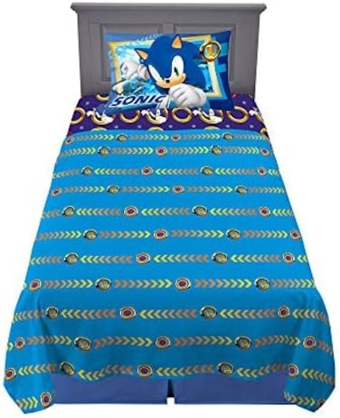 Franco Kids Bedding Super Soft Microfiber Sheet Set, Twin, Sonic The Hedgehog, Anime.