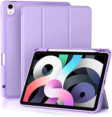 جراب Akkerds متوافق مع iPad Air الجيل السادس 11 بوصة M2 2024، وجراب iPad Air الجيل الخامس/الرابع 2022/2020 10.9 بوصة مع حامل قلم [تشغيل/إيقاف تلقائي]، لون لافندر.