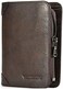 MANBANG Mens Wallet Zipper Genuine Leather RFID Card Holders Cowhide Zip Coin Pocket Bifold wallets for men Brown(anti-theft brush.