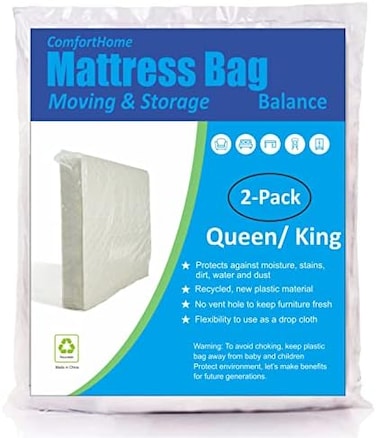 ComfortHome 2 Pack Mattress Bag for Moving and Storage, Fits Queen/King Size Mattress, Waterproof and Dustproof.