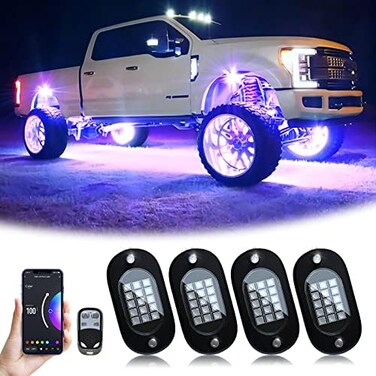 أضواء صخرية LED RGB من YiLaie، 60 مصباح LED عالي السطوع متعدد الوظائف، طقم إضاءة نيون مقاوم للماء للسيارة مع تحكم APP/RF، أضواء صخرية متعددة الألوان لسيارات ATV RZR UTV SUV للطرق الوعرة، DC 12V (4 وحد