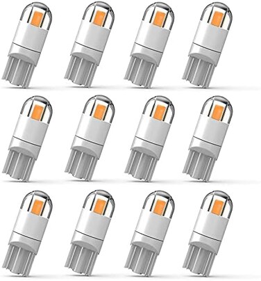 مصباح سيارة LED من WEIMELTOY 194، لون كهرماني أصفر، شريحة 3030، 2SMD T10 194 168 W5W، مصباح LED إسفيني 1.5 واط، 12 فولت، مصباح لوحة ترخيص، مصباح عتبة، مصباح صندوق السيارة، مصابيح جانبية (12 قطعة/عبوة.