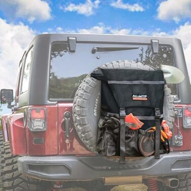 ALL-TOP Spare Tire Trash Bag, Heavy Duty Truck Tailgate Trash Bag, Cargo Storage Bag for Jeep, Truck, SUV or Car, Fit up to 40'' Tire (Carbon Black.