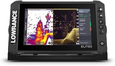 جهاز كشف الأسماك Lowrance Elite FS 9 مع محول طاقة Active Imaging 3 في 1، وخرائط C-MAP ContourCharts المحملة مسبقًا.