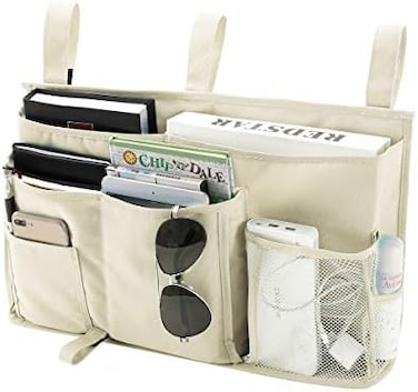 Bseash Bunk Bed Organizer, Bedside Caddy Hanging Bed Organizer Storage Bag 8 Pockets, for College Dorm Rooms Bed, Hospital Bed, Baby Bed Rails, 600D Oxford Cloth (Beige.