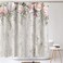 Tititex Pink Roses Flower Shower Curtain Sets, Blossoming Floral on Rutic Grey Wood Bathroom Decorative 70 X 70 Inch Polyester Waterproof Fabric Bathroom Curtain with Hooks.