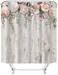 Tititex Pink Roses Flower Shower Curtain Sets, Blossoming Floral on Rutic Grey Wood Bathroom Decorative 70 X 70 Inch Polyester Waterproof Fabric Bathroom Curtain with Hooks.