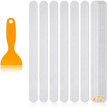 Patelai 72 Pieces Anti Slip Shower Stickers Set, Non-Slip Safety Bathtub Strips, PEVA Non-Slip Shower Strips Treads, Transparent Tubs Mat for Bathroom, Kitchen, Ladders, Stairs Steps, Pools, Bathtub,