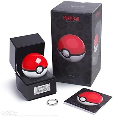 The Wand Company Original Pok&eacute; Ball Authentic Replica - Realistic, Electronic, Die-Cast Pok&eacute; Ball with Display Case Light Features &ndash; Officially Licensed by Pok&eacute;mon.