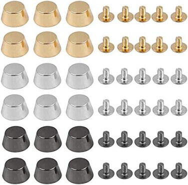 Framendino, 30 Pack Screw Back Rivets Metal Flat Head Stud Purse Feet Spike Purse Handbag Nail Head Stud Flat Buckle Button Cap Rivets.