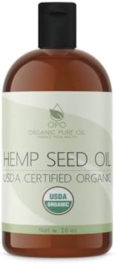 OPO Organic Hemp Seed Oil - 16 oz - USDA Certified Organic - Pure, Cold Pressed, Non-GMO, Extra Virgin, Vegan, Premium Bulk Carrier Oil - Omega 3,6,9 - Tinctures, DIY, Essential Oils, Formulations, So