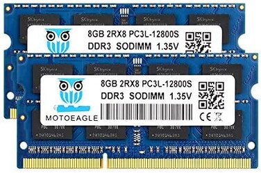 motoeagle 8GB DDR3L-1600 SODIMM 16GB Kit (2x8GBPC3L-12800S DDR3 1600Mhz 2Rx8 1. 35V Dual Rank RAM for Laptop.