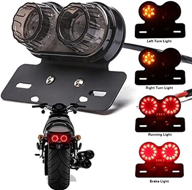 DREAMIZER 40 LED 40W Motorcycle Tail Light Integrated Running Lamp BrakeTurn Signal Light with License Plate Bracket Compatible With Motorcycle Street Bike Cruiser Chopper and More.