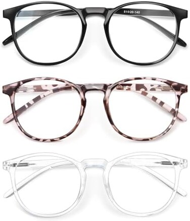 IBOANN Blue Light Blocking Glasses Women/Men, Round Fashion Retro Frame, Vintage Fake Eyeglasses with Clear Lens.
