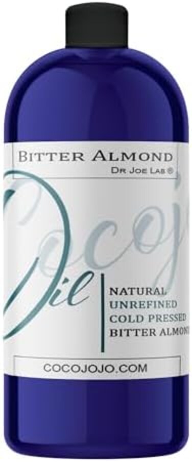 Dr Joe Lab Pure Bitter Almond Oil - 32 oz - Unrefined, Cold Pressed, Extra Virgin, Non-GMO 100% All Natural, Vegan, Carrier Oil Perfect for Body, Hair, Face, Skin, Nails, Facial Hair, DIY, Cosmetics.