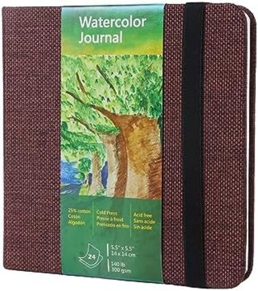 tumuarta Square Watercolor Journal, 5. 5x5. 5&rdquo;, 140 LB, 300 GSM, Cotton Paper, Cold Press, 24 Sheets, 48 Pages, Watercolor Paper Notebooks for Use As Travel Sketchbooks Mixed Media Pad On The Go&hellip;.