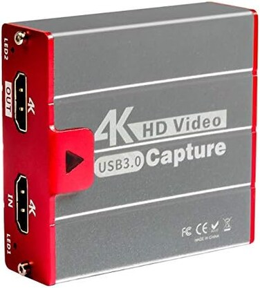 Mirabox USB3. 0 4K HDMI Video Capture Card, 1080P 60FPS HD Game Capture Device Cam Link with HDMI Passthrough Work with DSLR Xbox PS4 Switch for OBS Twitch Game Live Streaming and Recording.