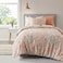 Comfort Spaces Bed in A Bag - Trendy Casual Design Cozy Comforter with Complete Sheet Set with Side Pocket, All Season Cover, Matching Shams, Twin XL(66 in x 90 in, Gloria, Damask Coral 6 Piece.