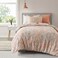 Comfort Spaces Bed in A Bag - Trendy Casual Design Cozy Comforter with Complete Sheet Set with Side Pocket, All Season Cover, Matching Shams, Twin XL(66 in x 90 in, Gloria, Damask Coral 6 Piece.