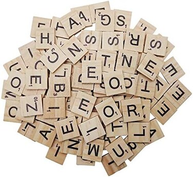 MANSHU 300PCS Wooden Scrabble Tiles, Scrabble Letters for Crafts, Making Alphabet Coasters and Scrabble Crossword Game.