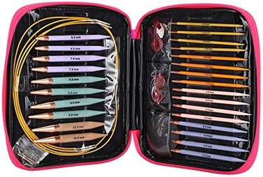 Garosa 13 Pairs Interchangeable Circular Knitting Needles Set Circular Knitting Needles Kit with 2. 75mm-10mm.