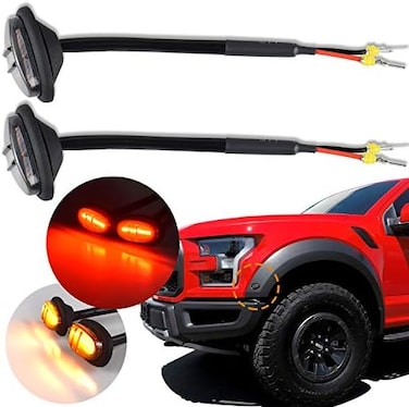 Boigoo Fender Flare Light Compatible with Ford F150 Raptor F150 LTD F250 F350, Trucks/Pickup Side Marker Lights - Red Lights Smoked Lens 12LED Super Bright.