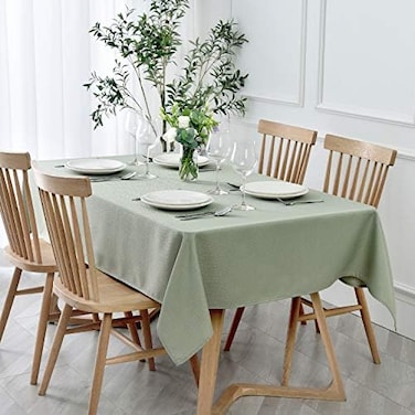 maxmill Textured Rectangle Tablecloth Water Resistant Wrinkle Free Spill-Proof, Soft Jacquard Table Cloth for Banquet Parties Event Holiday Dinner, Indoor and Outdoor Use, 60 x 84 Inch, Sage Green.