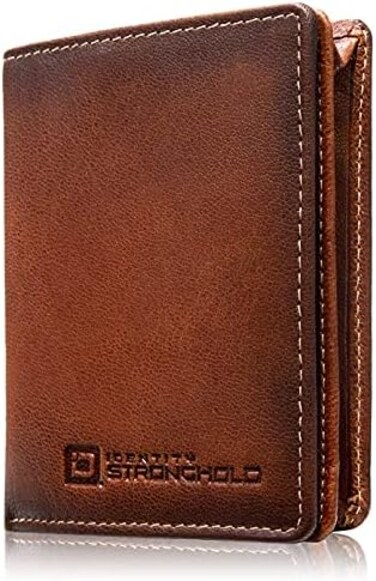ID Stronghold Waltlet - RFID Blocking Bifold Wallet for Men with Magnetic Clasp - Brown.