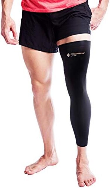 Copper Joe Full Leg Compression Sleeve - Ultimate Copper Infused, Support for Knee, Thigh, Calf, Arthritis, Running and Basketball. Single Leg Pant For MenWomen (2X-Large.
