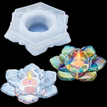 Palksky Silicone Resin Mold Lotus Tealight Candles Holders.