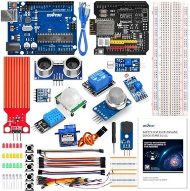 مجموعة OSOYOO التعليمية لإنترنت الأشياء بتقنية الواي فاي لأردوينو تتضمن ESP8266 WiFi ShieldSmart IOT Mechanical DIY Codeing للأطفال والمراهقين والبالغين لتعلم البرمجة.