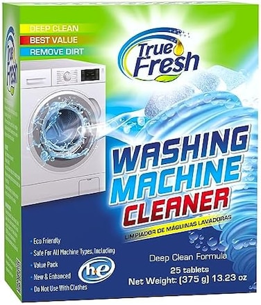 True Fresh Washing Machine Cleaner Tablets, 25 Solid Deep Cleaning Tablet, Finally Clean All Washer Machines Including HE Front Loader Top Load.