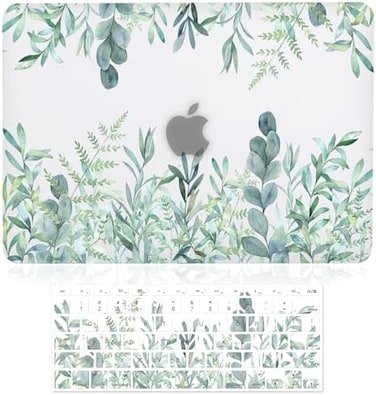 جراب iDonzon لجهاز MacBook Air 13 بوصة A1466 A1369 إصدار 2010-2017، غطاء صلب شفاف غير لامع بتأثير ثلاثي الأبعاد، غطاء لوحة مفاتيح فقط، متوافق مع الإصدارات الأقدم من Mac Air 13.3 بوصة - نباتات خضراء.