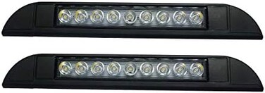 Raycharm 10" RV Camper LED Awning Porch Utility Light Fixture, 40 Down Angle Beam, 6000K Cool-White Super Bright, 12V/24V DC, High Light-Output Low Ampere Draw, Plastic Housing Black Finish, 2-Pack.