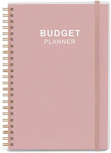 Nokingo Budget Planner - Monthly Finance Organizer with Expense Tracker Notebook to Manage Your Money Effectively, Undated Finance Planner/Account Book, Start Anytime, 1 Year Use, A5, Rose.