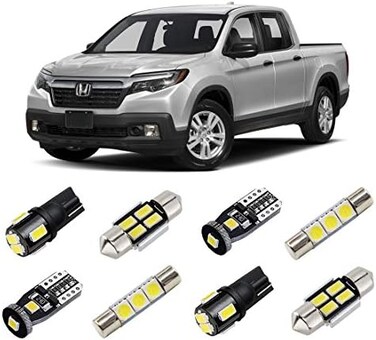 طقم إضاءة LED داخلية بيضاء من BRISHINE لهوندا ريدجلاين 2017 2018 2019 2020 2021، مصابيح LED داخلية فائقة السطوع 6000K، تتضمن مصابيح لوحة الترخيص وأداة التركيب.