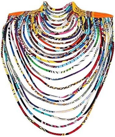 BAZINRICHE Women's Handmade Necklaces Ankara Kente Necklace Long Multi Strand African Wax Collar, cotton, not known.