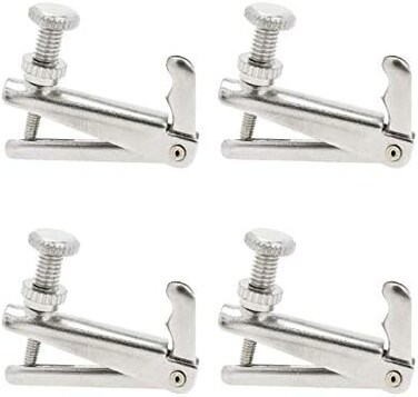 Geesatis Violin Fine Tuner for 3/4 4/4 Violin 4 Pcs Violin Metal String Adjuster, Silver.